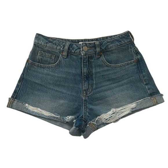 Pacsun Mom Short Denim Cotton Distressed Medium Blue Shorts Size 25 - Picture 3 of 15